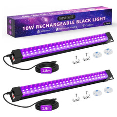 Rechargeable UV black light strips for glow party decorations