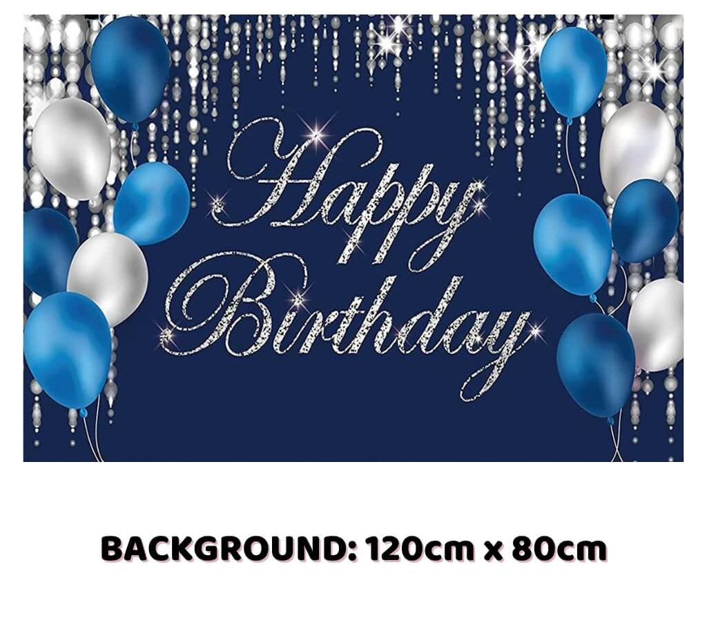 Blue party supplies backdrop banner