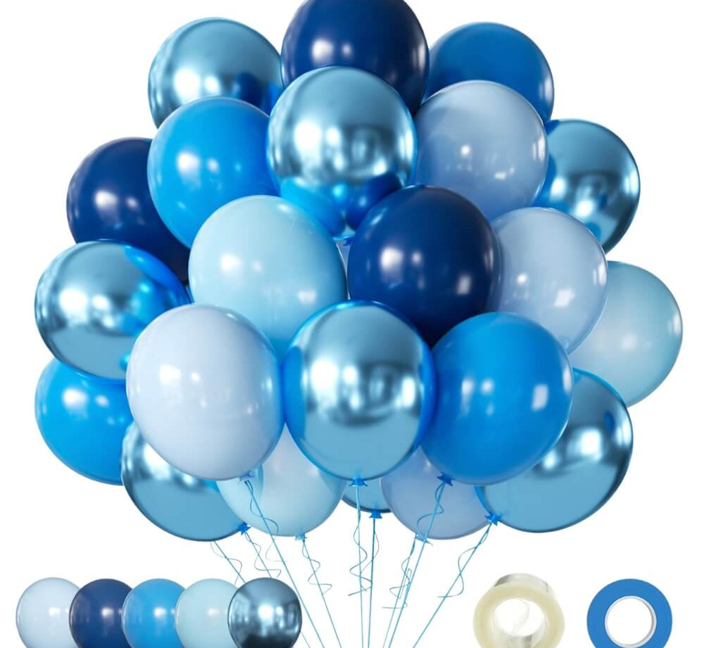 Blue party supplies balloons