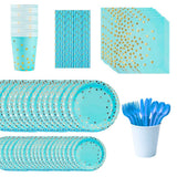 Complete 20-piece blue-themed party tableware set
