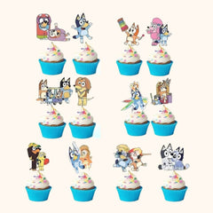 Bluey character cupcake toppers for Australian kids' parties