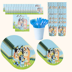 Complete 20-piece Bluey-themed party tableware set