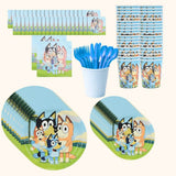 Complete 20-piece Bluey-themed party tableware set