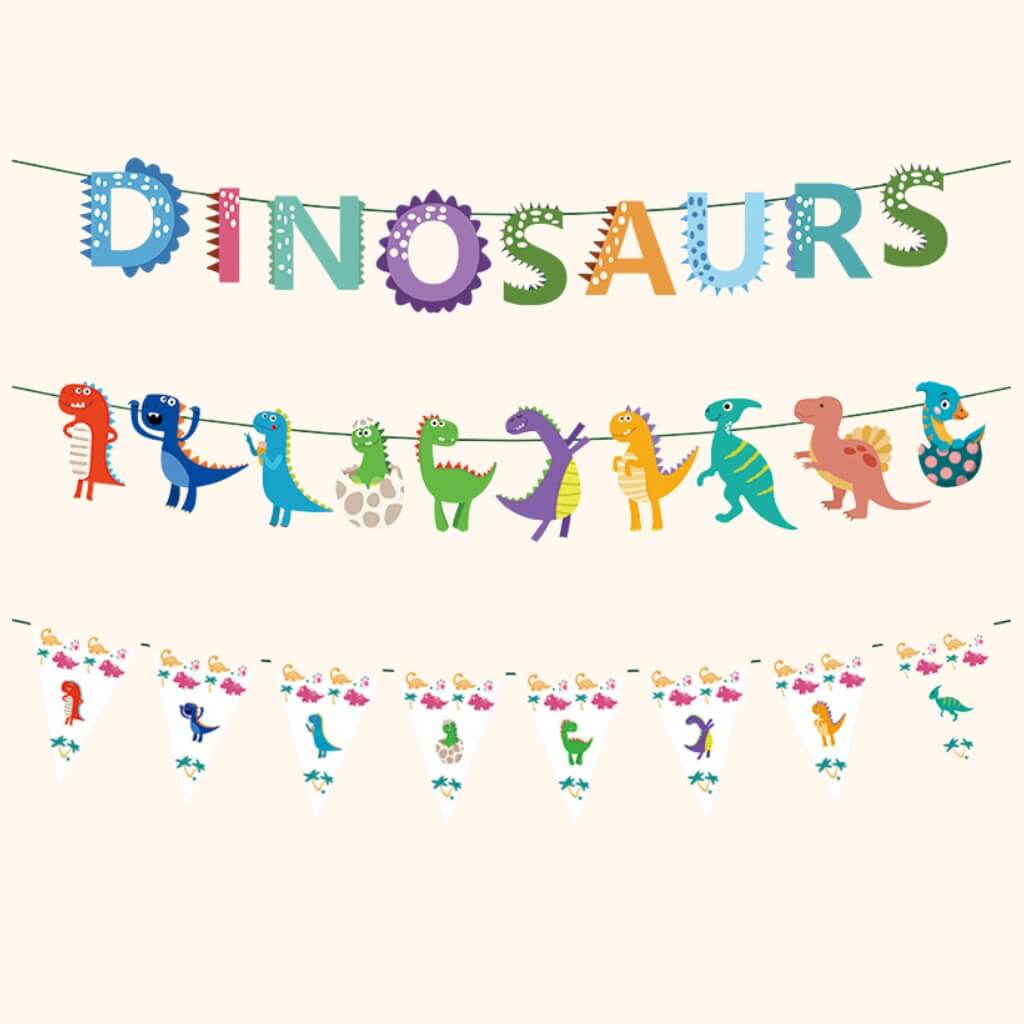 Dinosaur party bunting banner with dinosaur garland ,and dinosaur pennant flags, and dinosaur banner