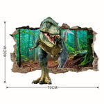 T-rex wall sticker, 3D effect dinosaur sticker, forest scene