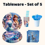 Frozen party tableware set with plates, cups, napkins and cutlery for kids frozen decorations party
