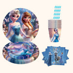Frozen-themed tableware set with plates, napkins, cups and straws included