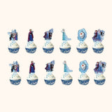 Frozen character cupcake toppers with Elsa and Anna designs