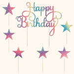 Glow disco neon cake topper for glowing party cakes