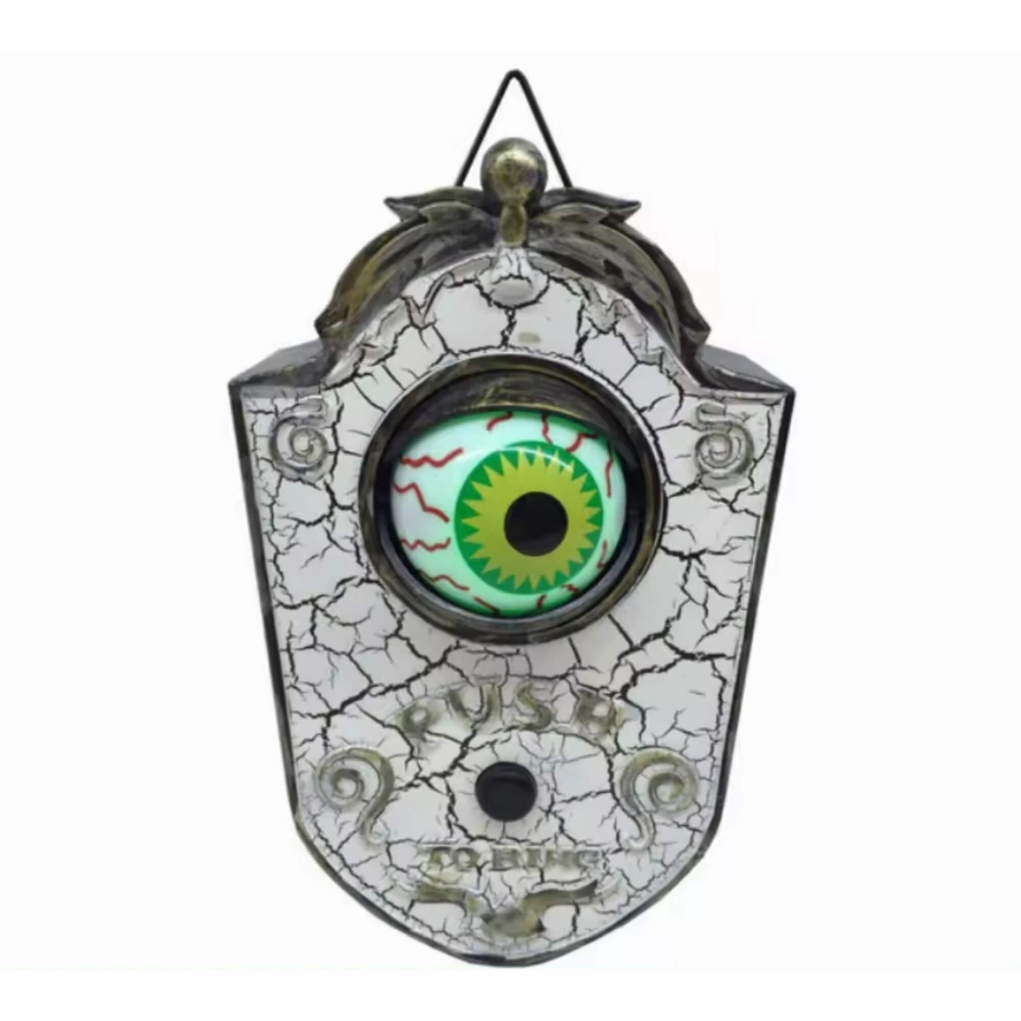 Animatronic Halloween doorbell decoration prop with sound and motion, grey colourway