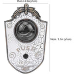 Animatronic Halloween doorbell decoration prop with sound and motion, size guide