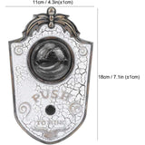 Animatronic Halloween doorbell decoration prop with sound and motion, size guide