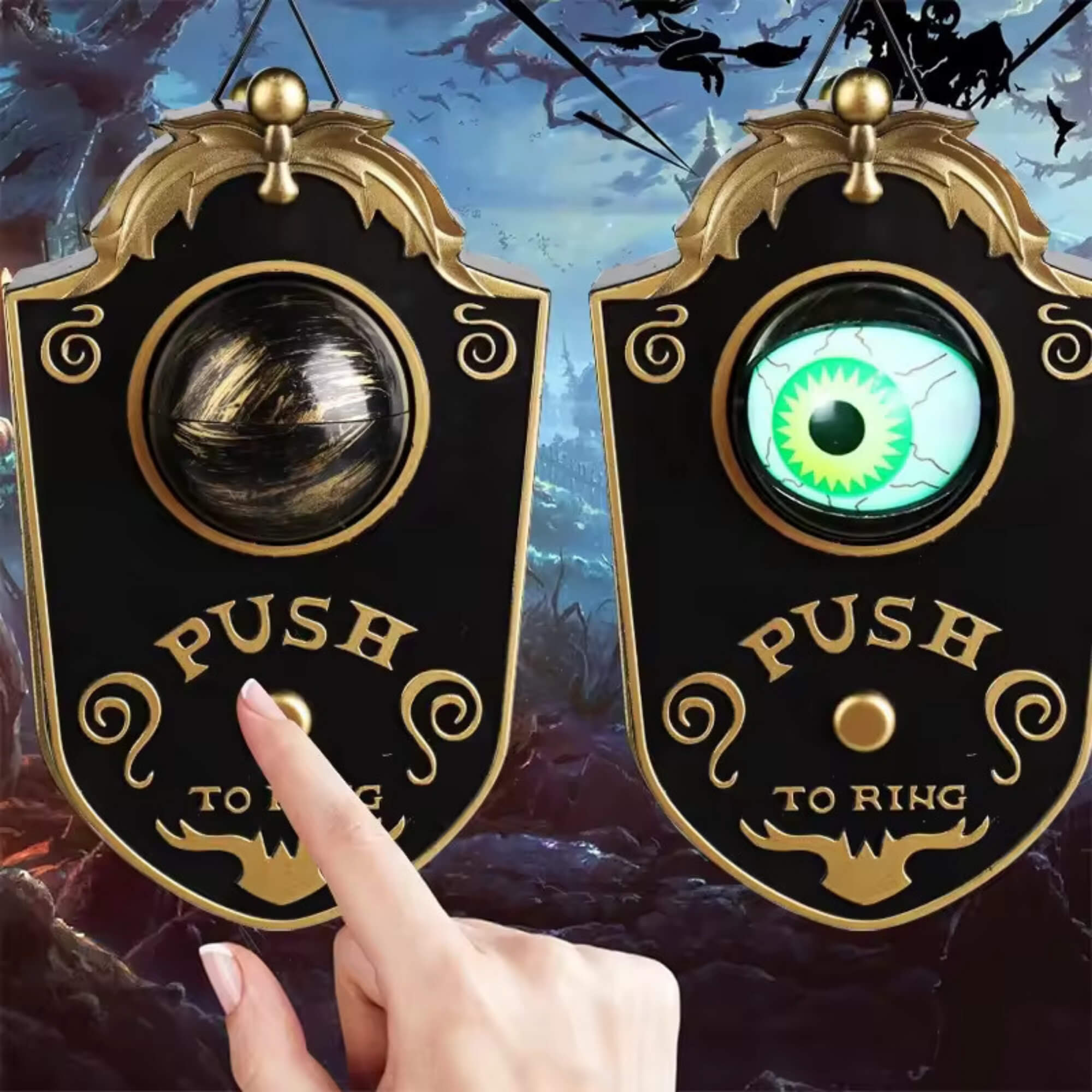 Animatronic Halloween doorbell decoration prop with sound and motion