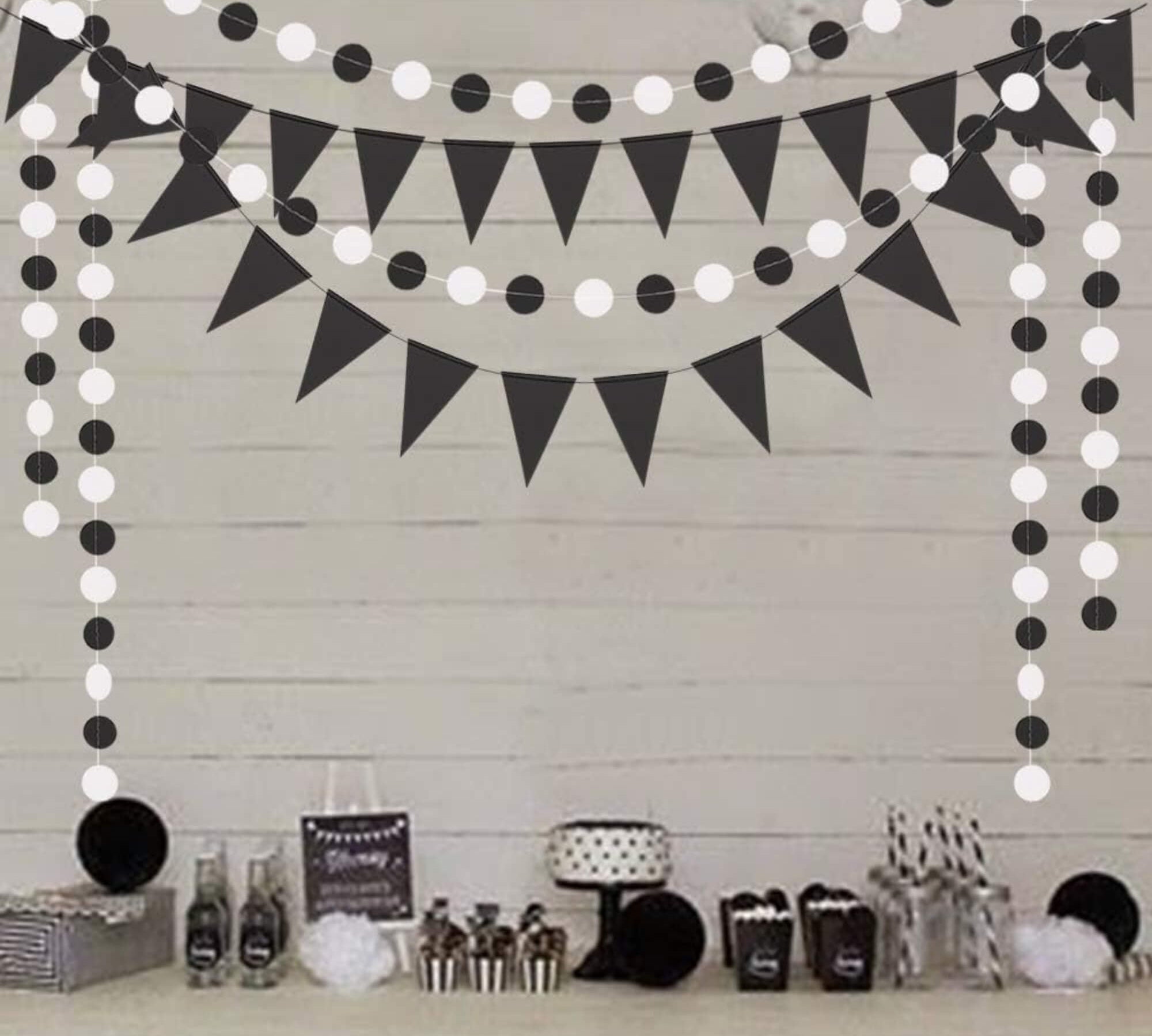 Black and white Halloween decoration, styled scene