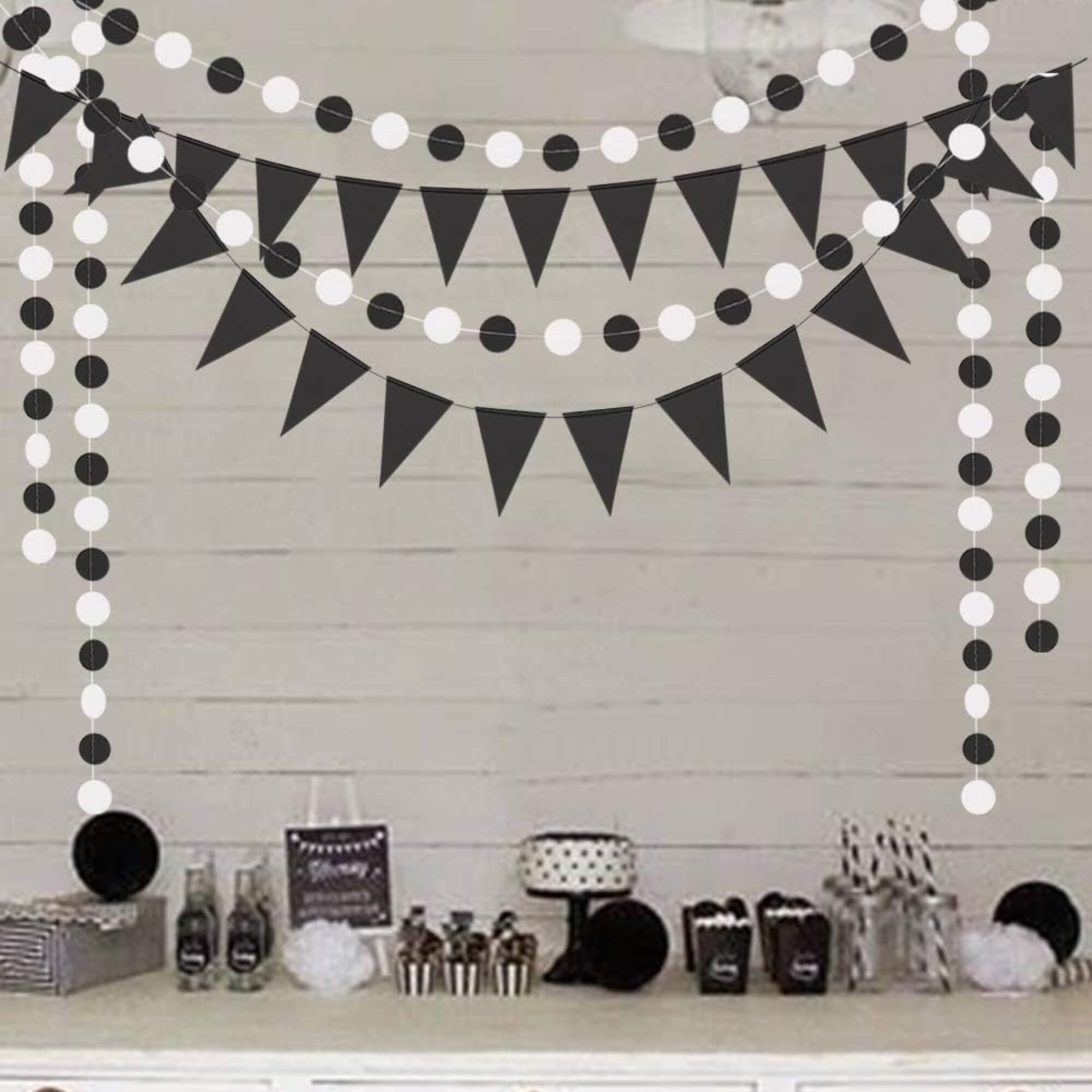 Black and white Halloween decoration, styled scene