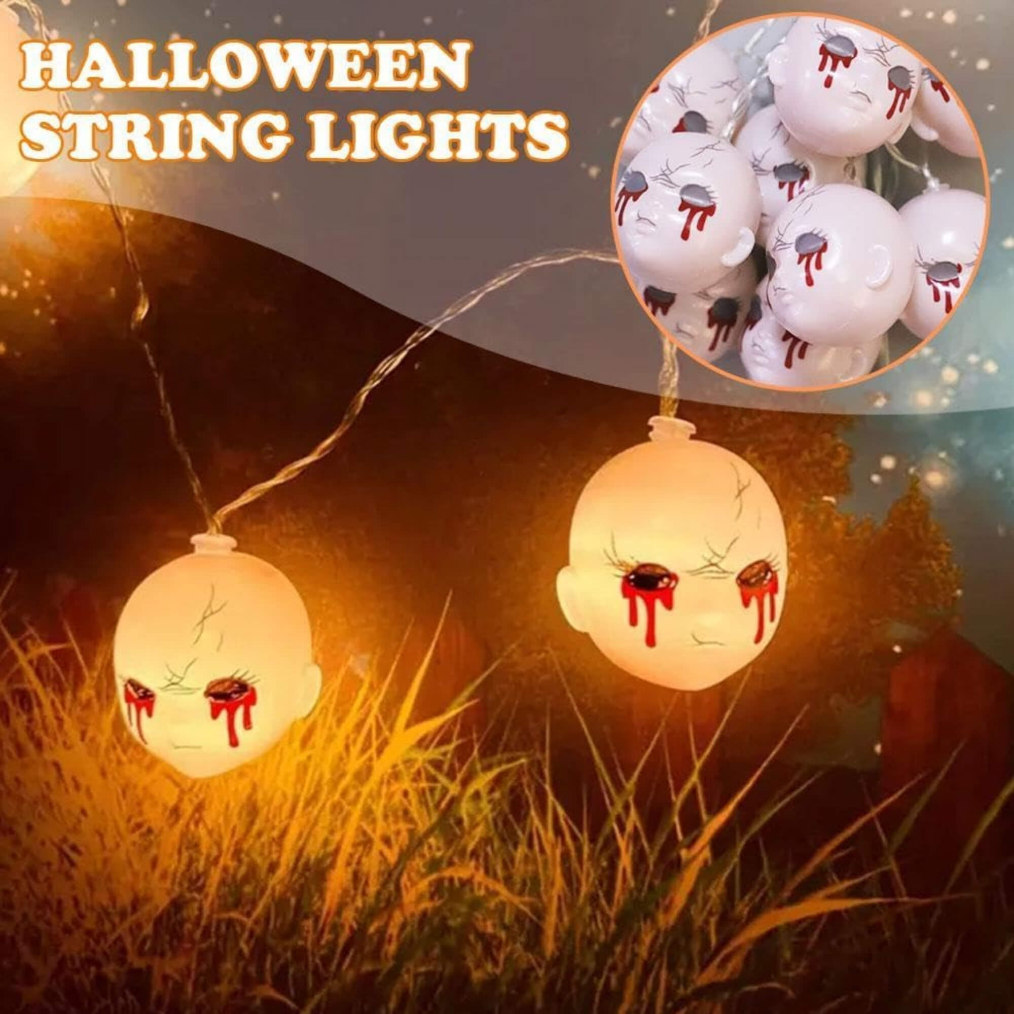 Bleeding eyeball string lights Halloween decoration, happy face design