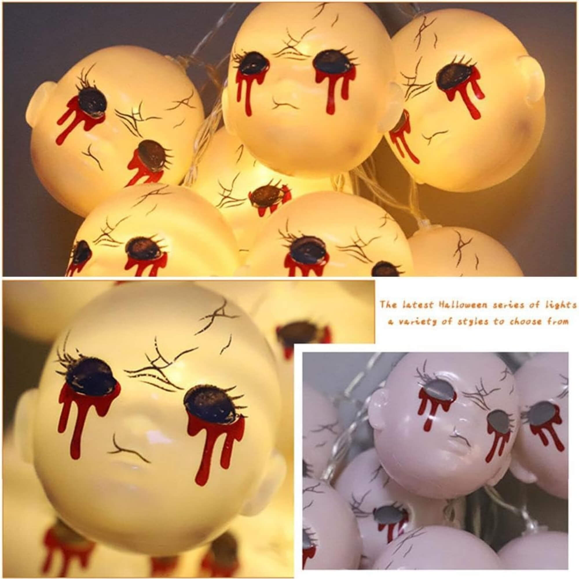 Bleeding eyeball string lights Halloween decoration, triple pack