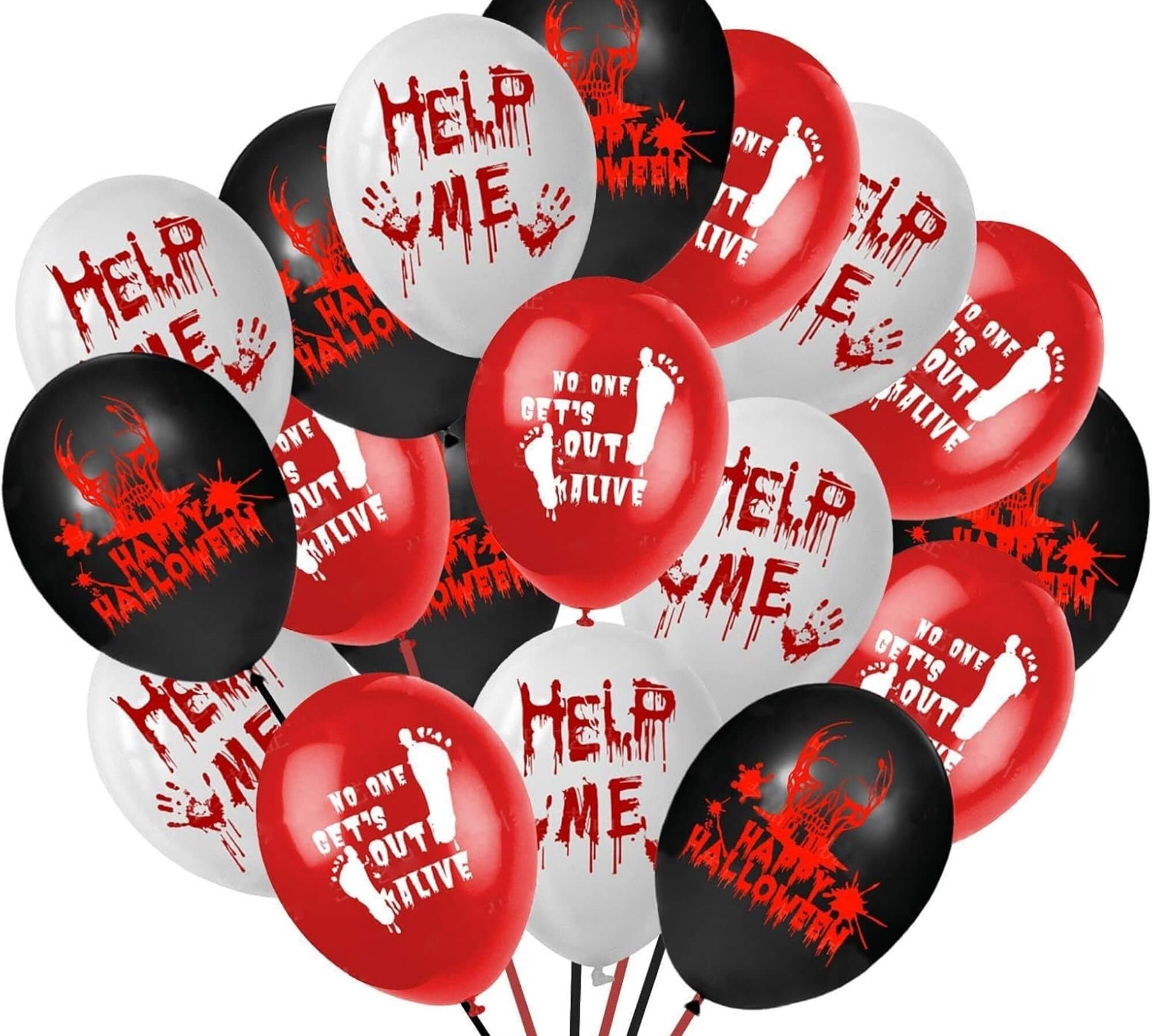 Blood-splatter print Halloween party balloons, full set