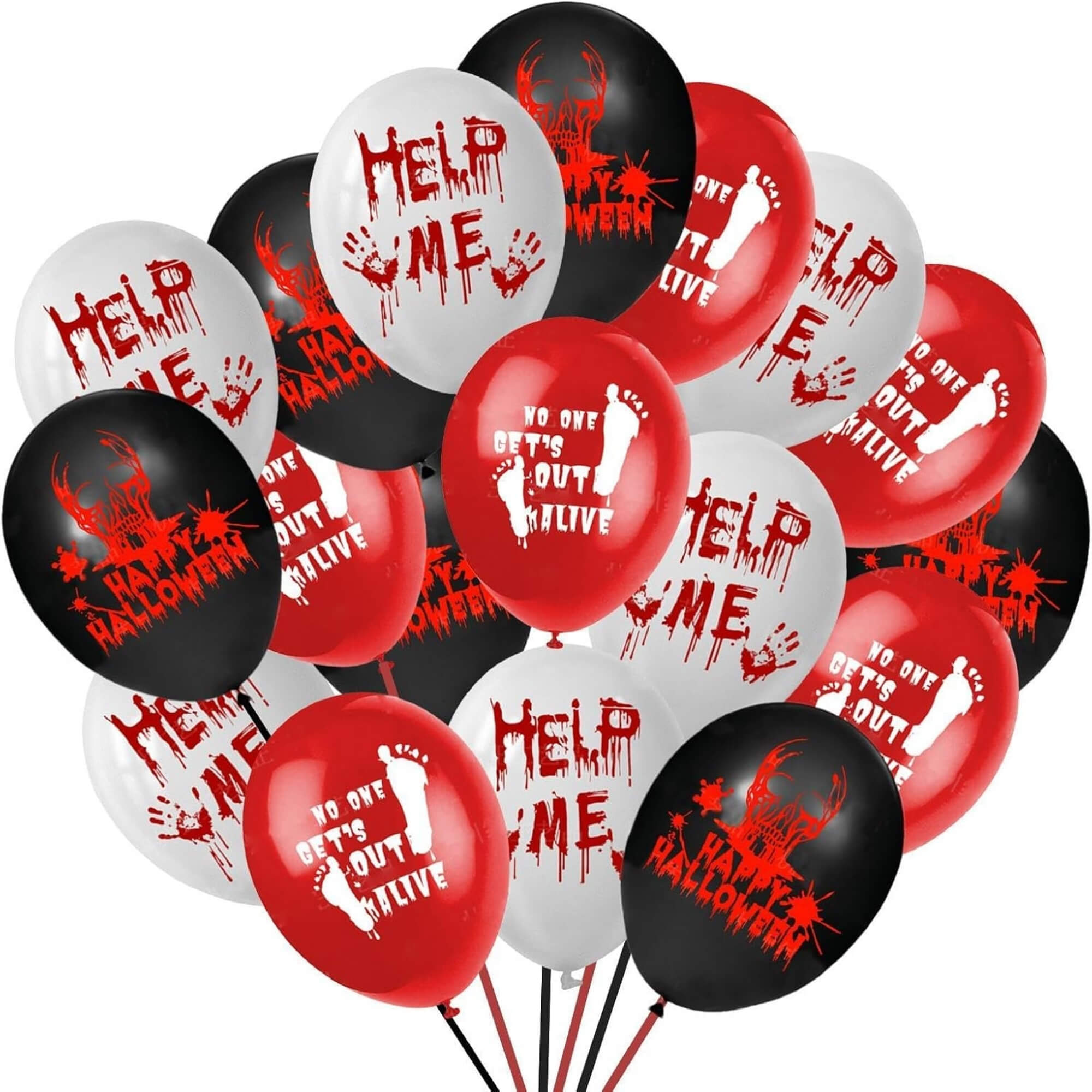 Blood-splatter print Halloween party balloons, full set
