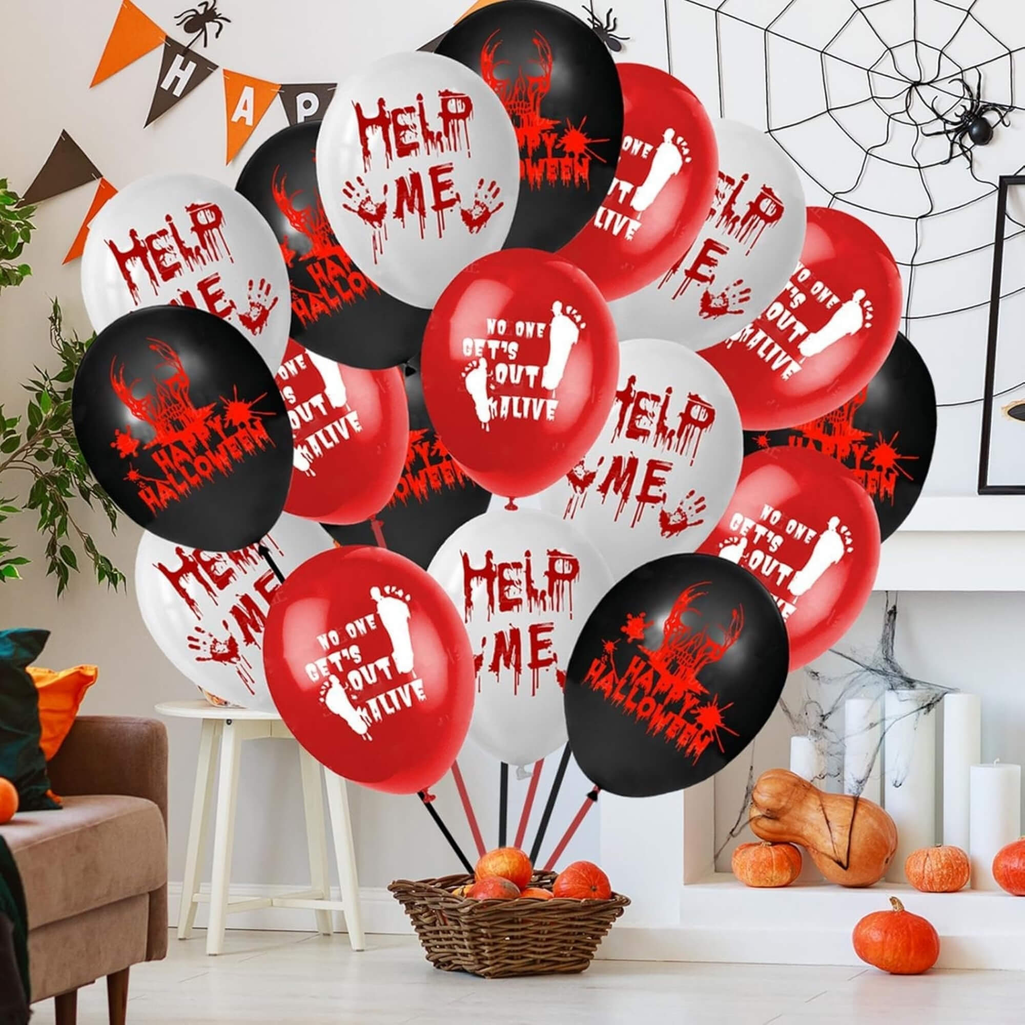 Blood-splatter print Halloween party balloons