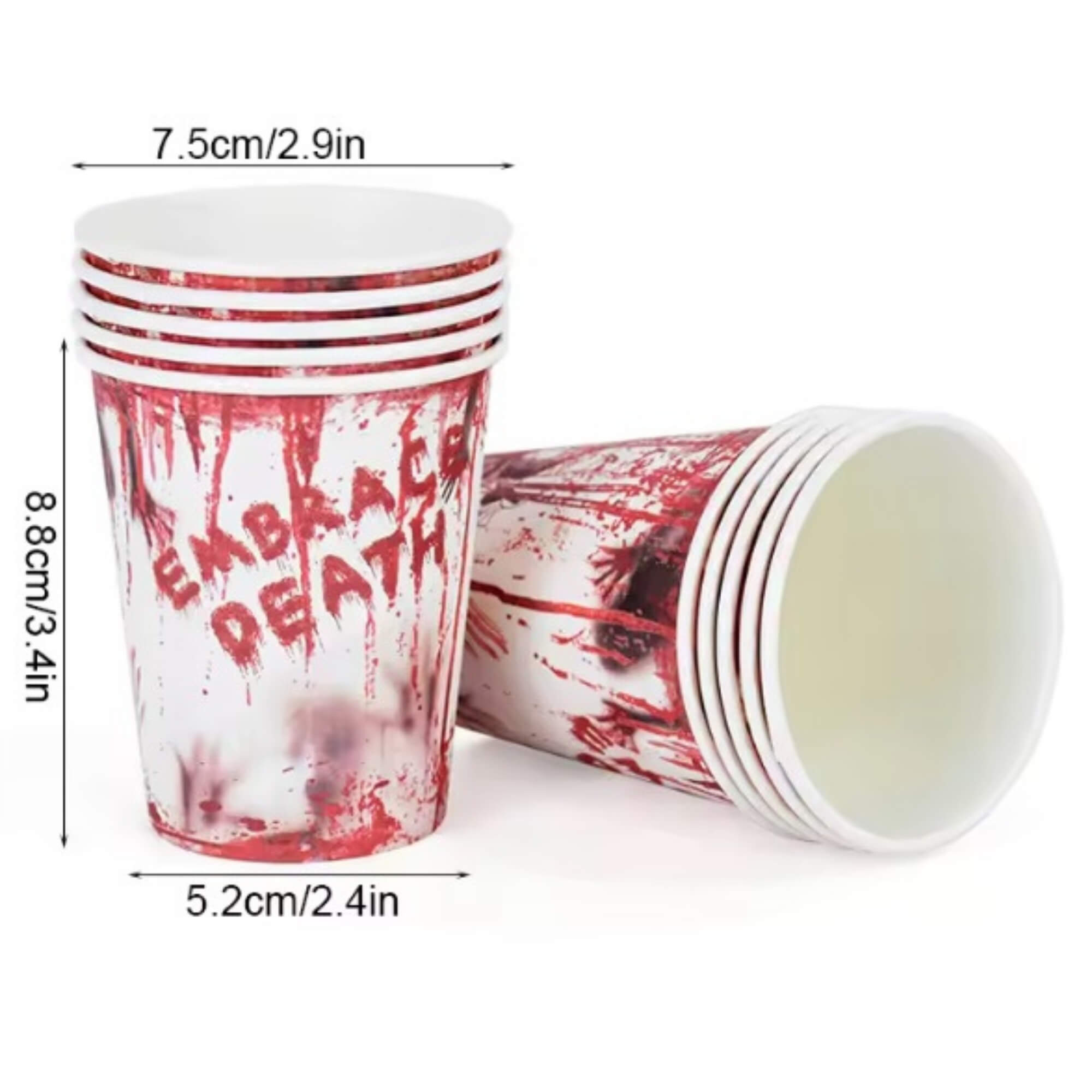 Blood-splatter print Halloween party cups