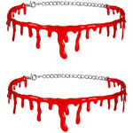 Blood drip Halloween costume necklace, shown as a pair