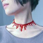 Blood drip Halloween costume necklace, grey colourway