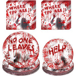 Blood-splatter print Halloween party plates