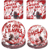 Blood-splatter print Halloween party plates