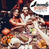 Blood-splatter print Halloween party plates, styled scene