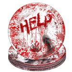 Blood-splatter print Halloween party plates