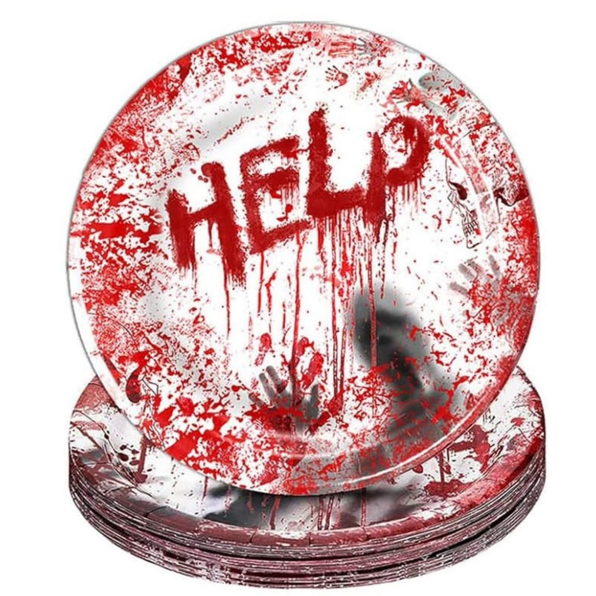 Blood-splatter print Halloween party plates