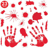 Bloody handprint Halloween window stickers, quantity shown