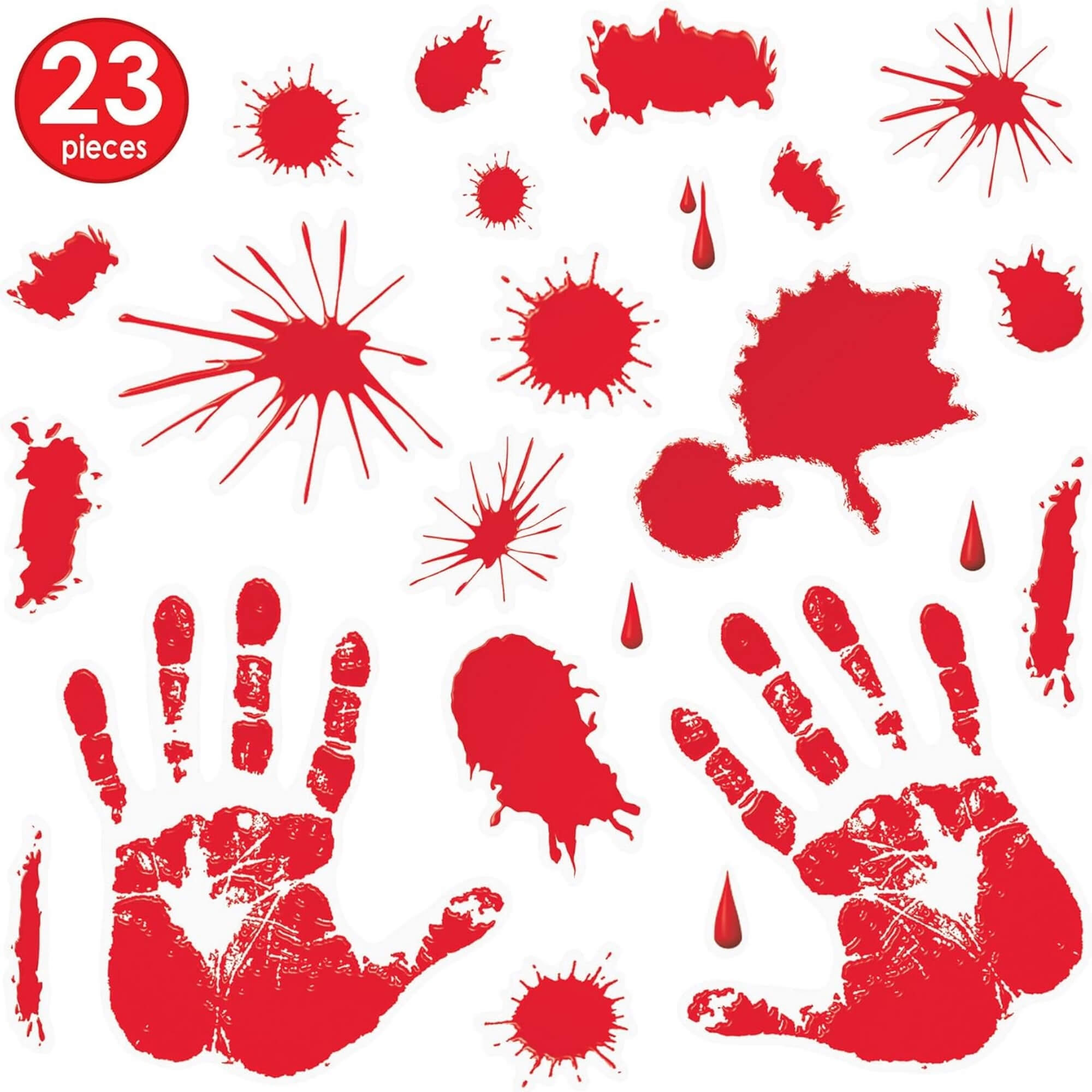 Bloody handprint Halloween window stickers, quantity shown