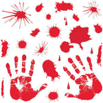 Bloody handprint Halloween window stickers, pack contents