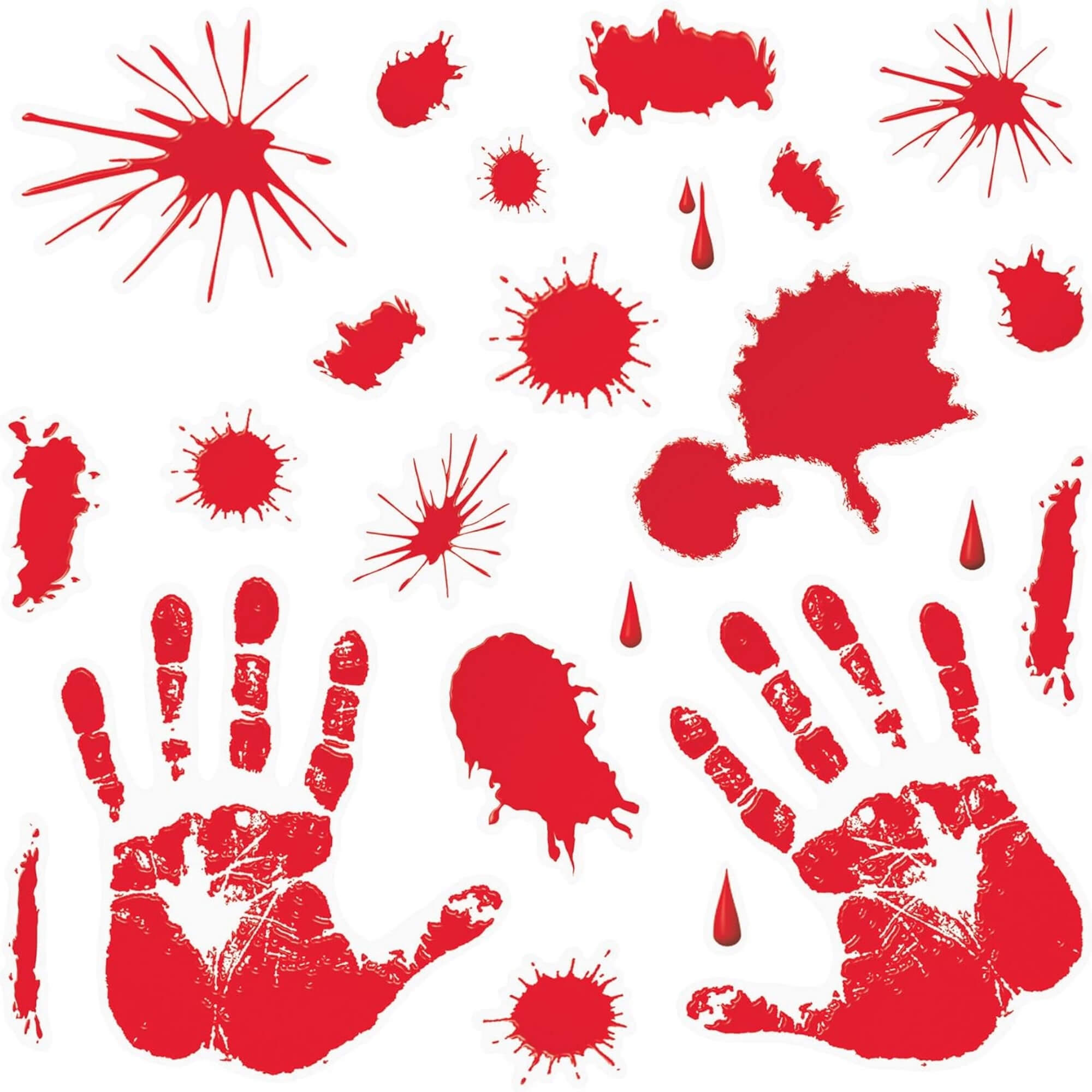 Bloody handprint Halloween window stickers, pack contents