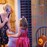 Bloody handprint Halloween window stickers, styled scene