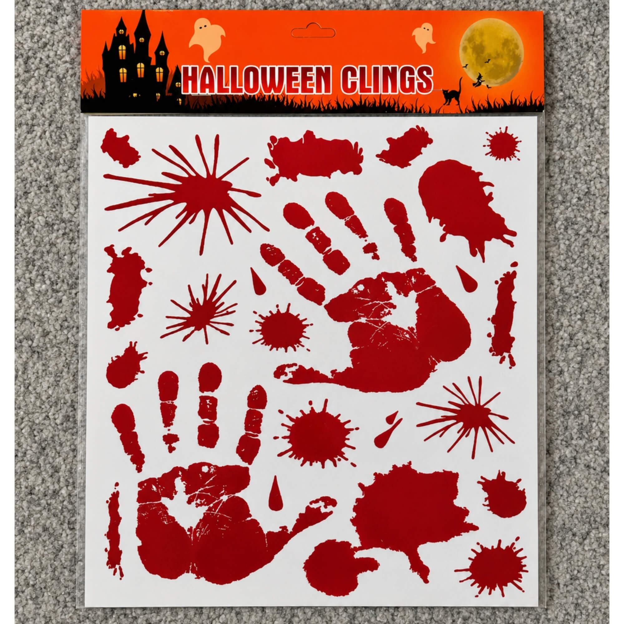 Bloody handprint Halloween window stickers