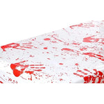 Blood-splatter print Halloween party tablecloth, corner detail