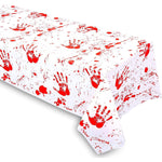 Blood-splatter print Halloween party tablecloth, alternate photo