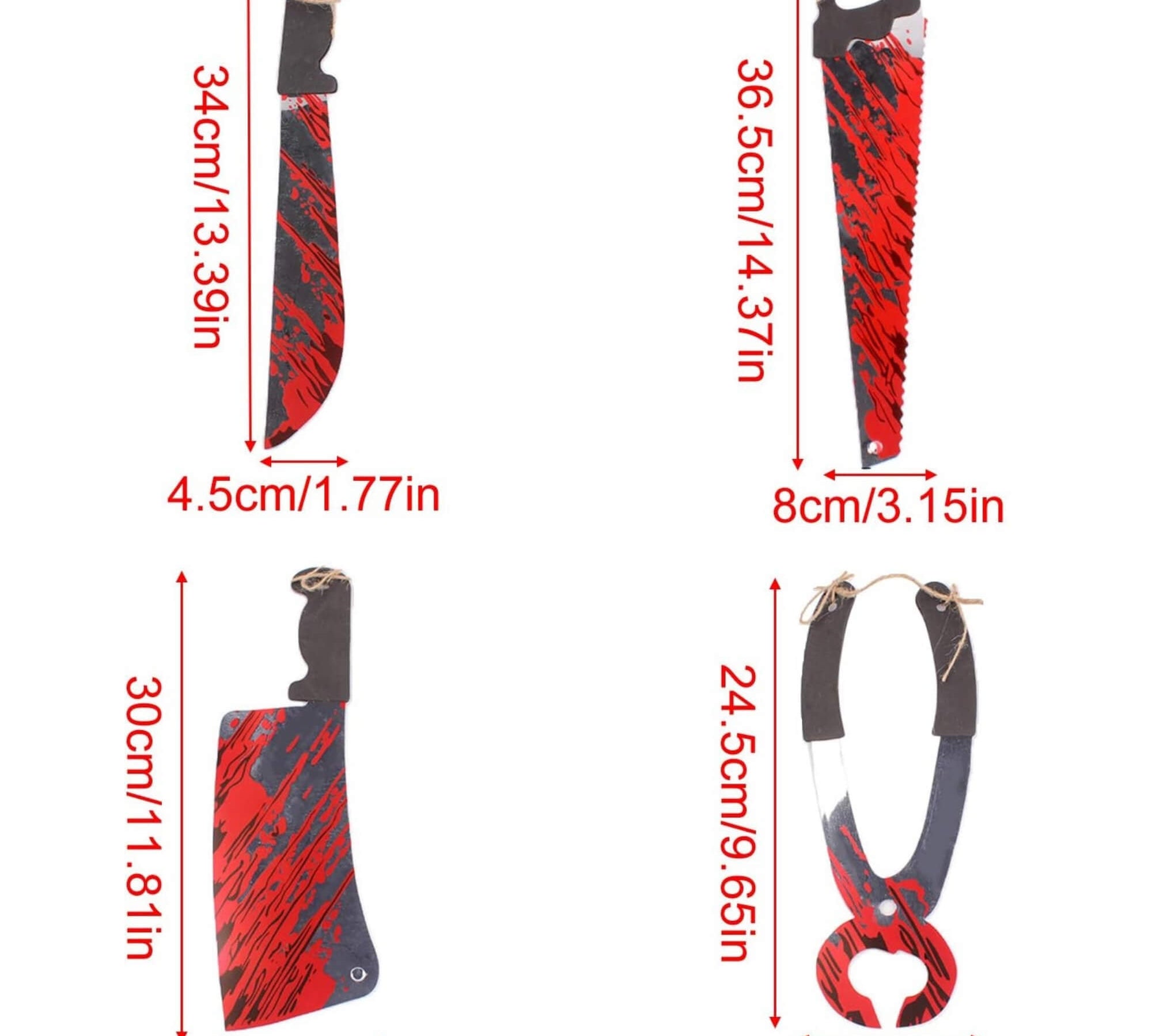 Bloody tool Halloween hanging banner decoration, size guide