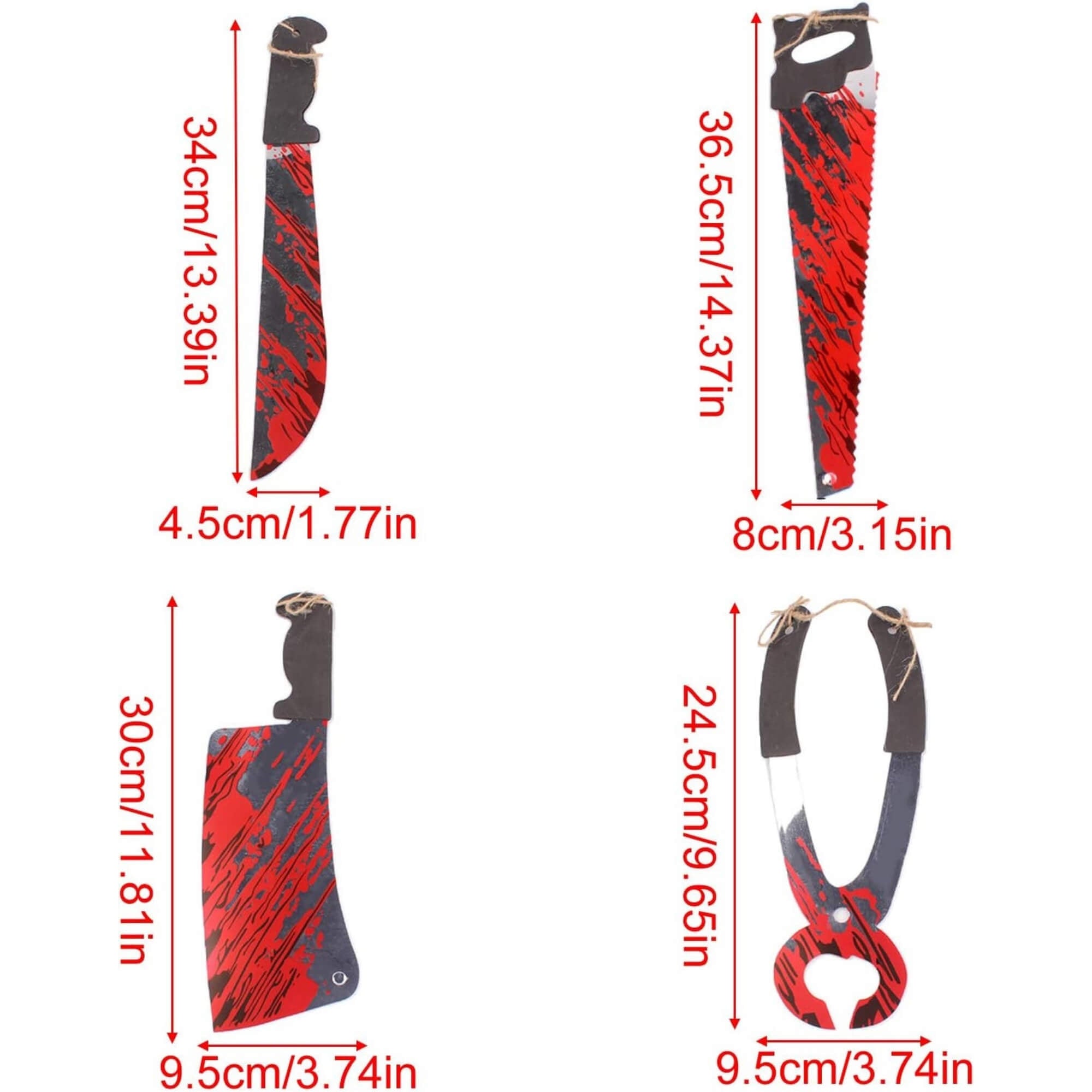 Bloody tool Halloween hanging banner decoration, size guide