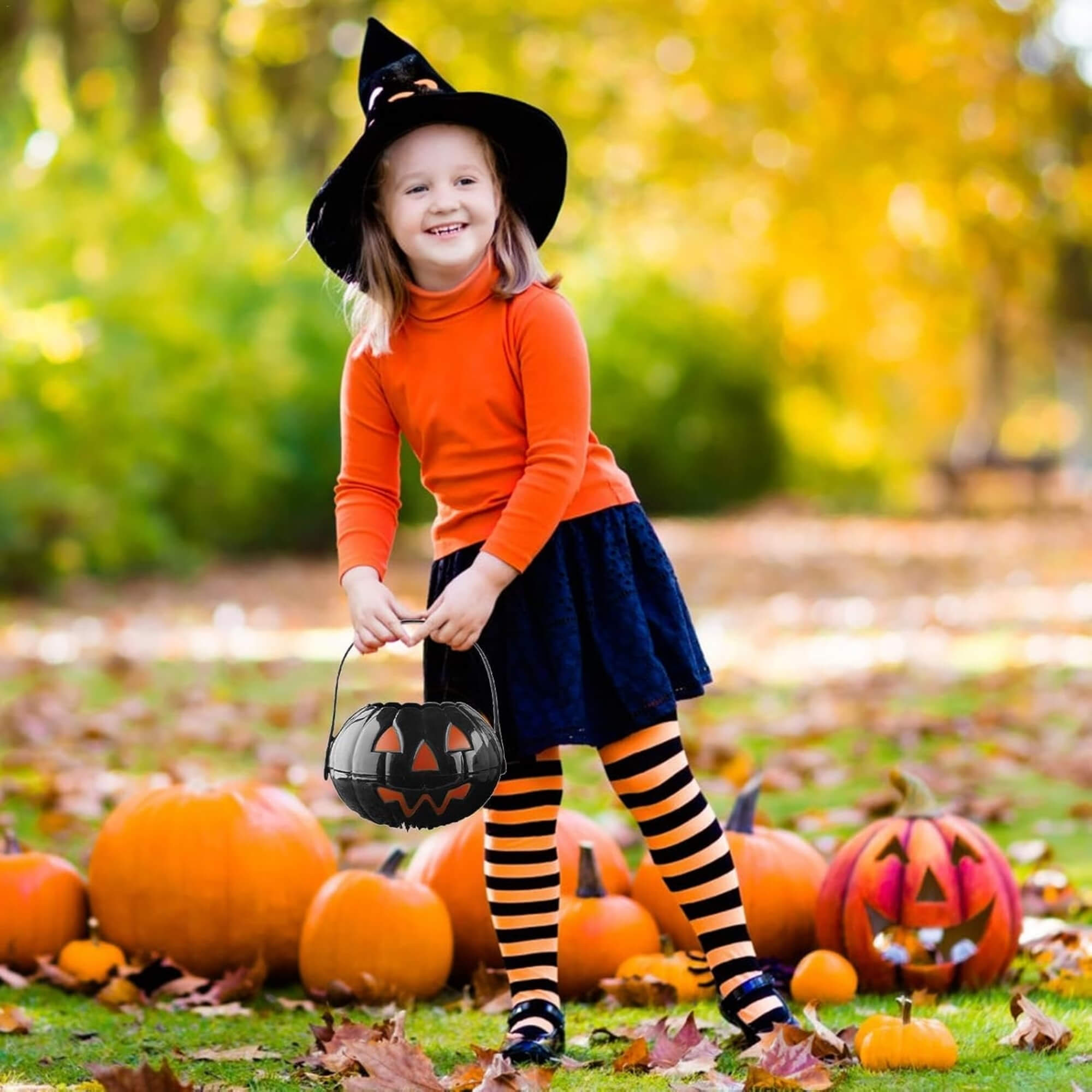 Halloween trick-or-treat candy bucket, girl trick-or-treating