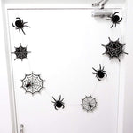 Spider web Halloween hanging banner decoration, on a front door
