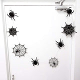 Spider web Halloween hanging banner decoration, on a front door