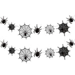 Spider web Halloween hanging banner decoration, hung up for display