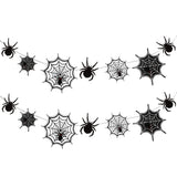 Spider web Halloween hanging banner decoration, hung up for display