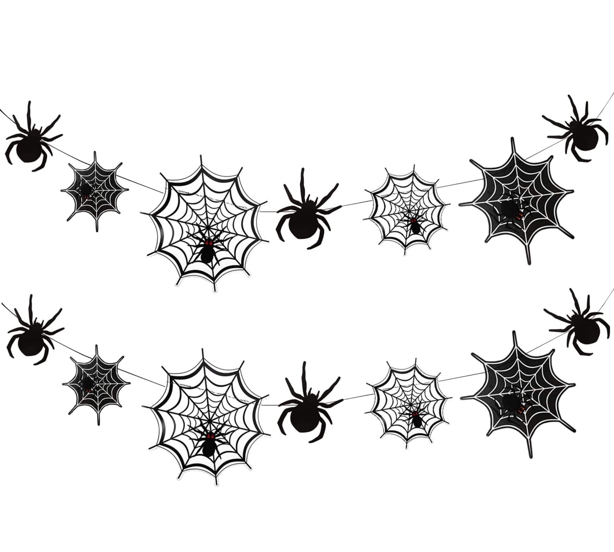 Spider web Halloween hanging banner decoration, hung up for display