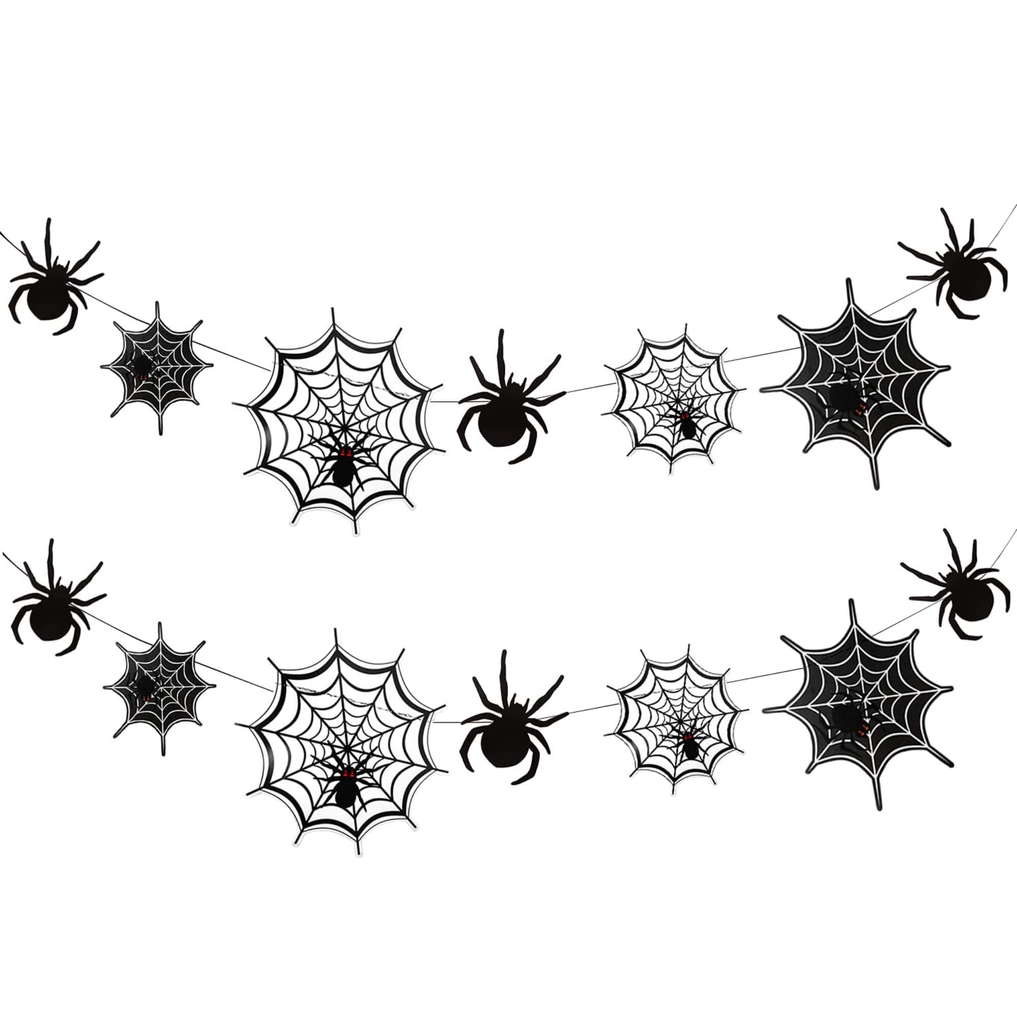 Spider web Halloween hanging banner decoration, hung up for display
