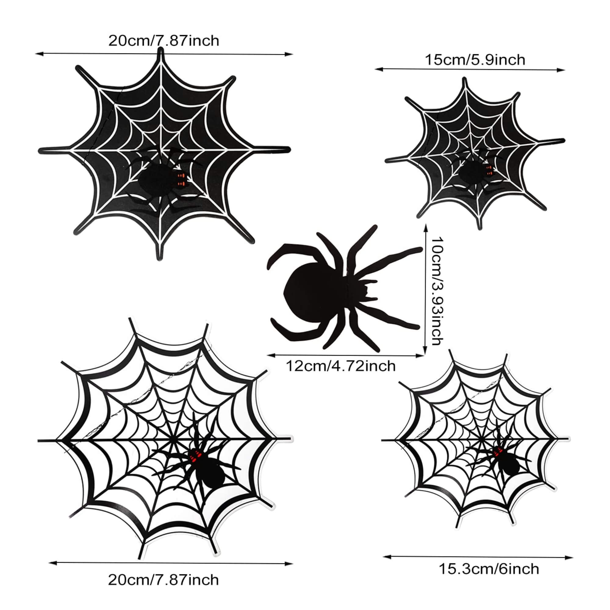 Spider web Halloween hanging banner decoration, size guide